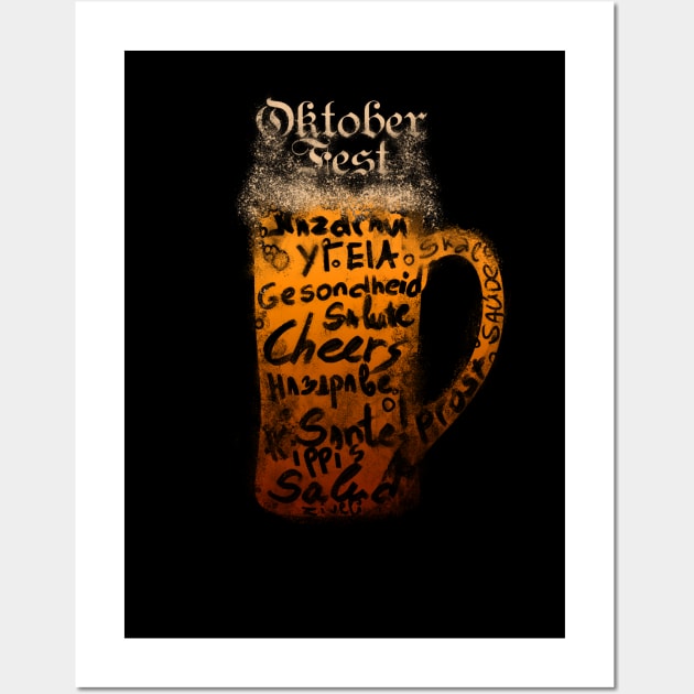 Oktoberfest Cheers Beer Wall Art by Sacrilence